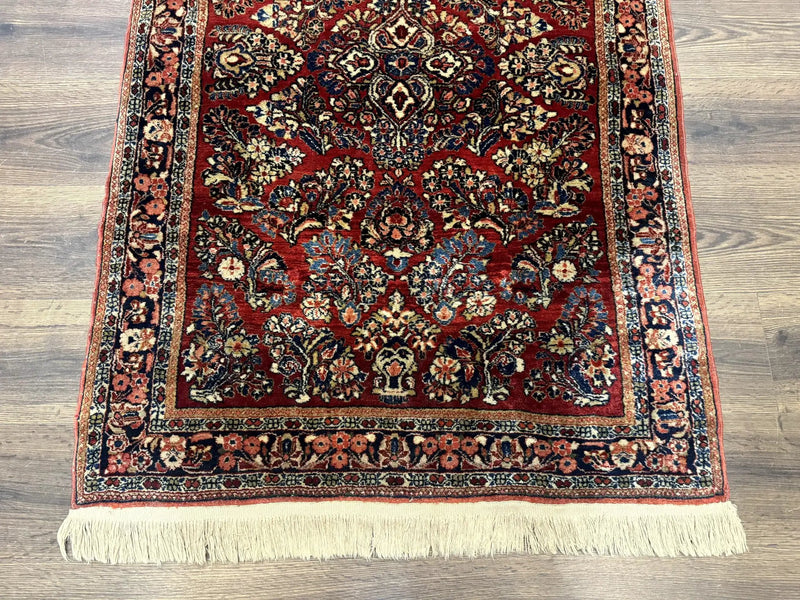 Antique Persian Sarouk Rug 3x5, Red, Floral, 200 KPSI by Jewel Rugs