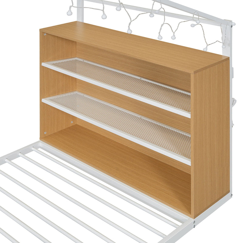 Bed House Frame With Shelves And Lights by HouseOfZazla