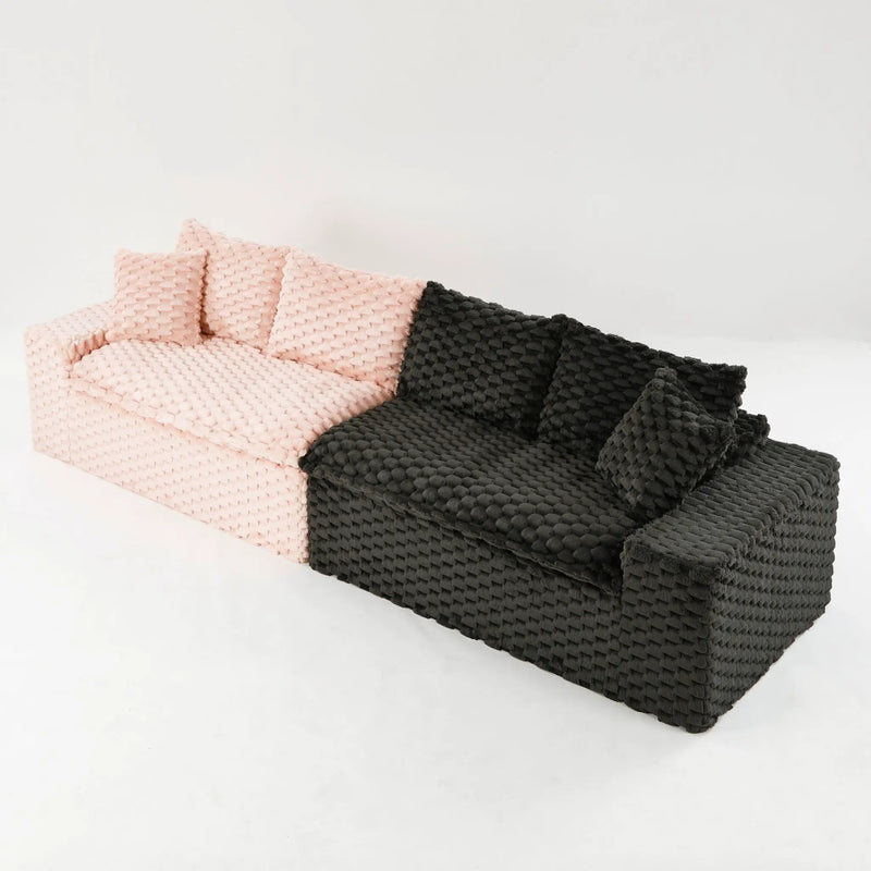 Multifunctional Sofa Pink Black, Fits 4 People by HouseOfZazla