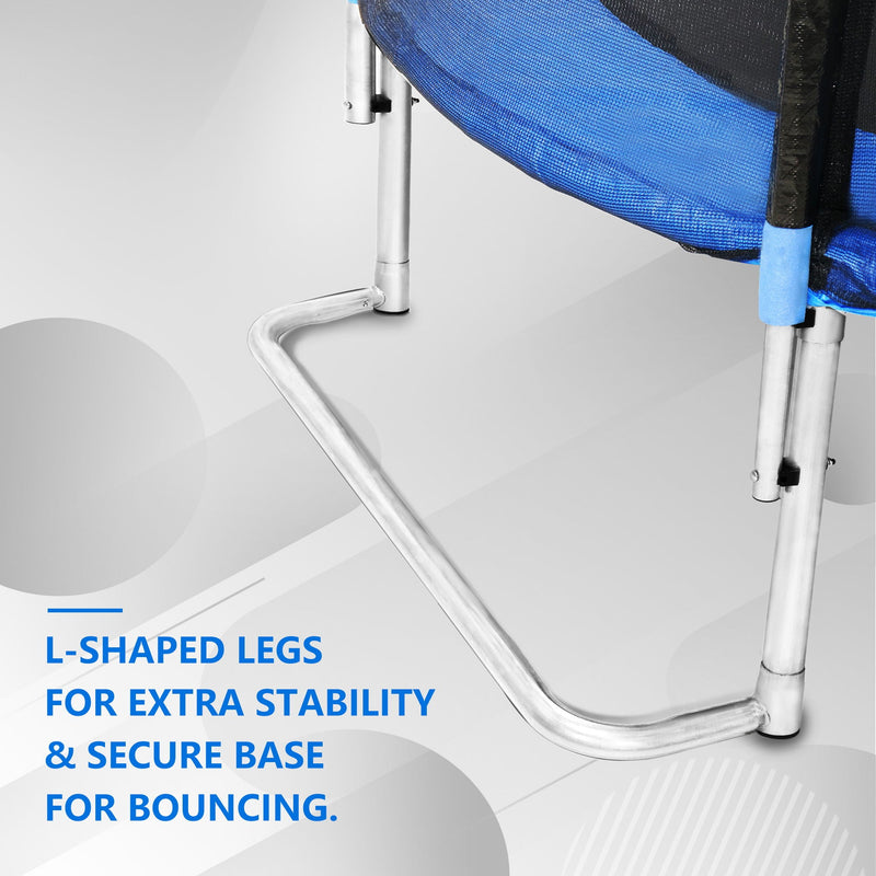 Yc 8Ft Trampoline Outer Net With Soft Basketball Board, Ball And Inflator - Blue by HouseOfZazla