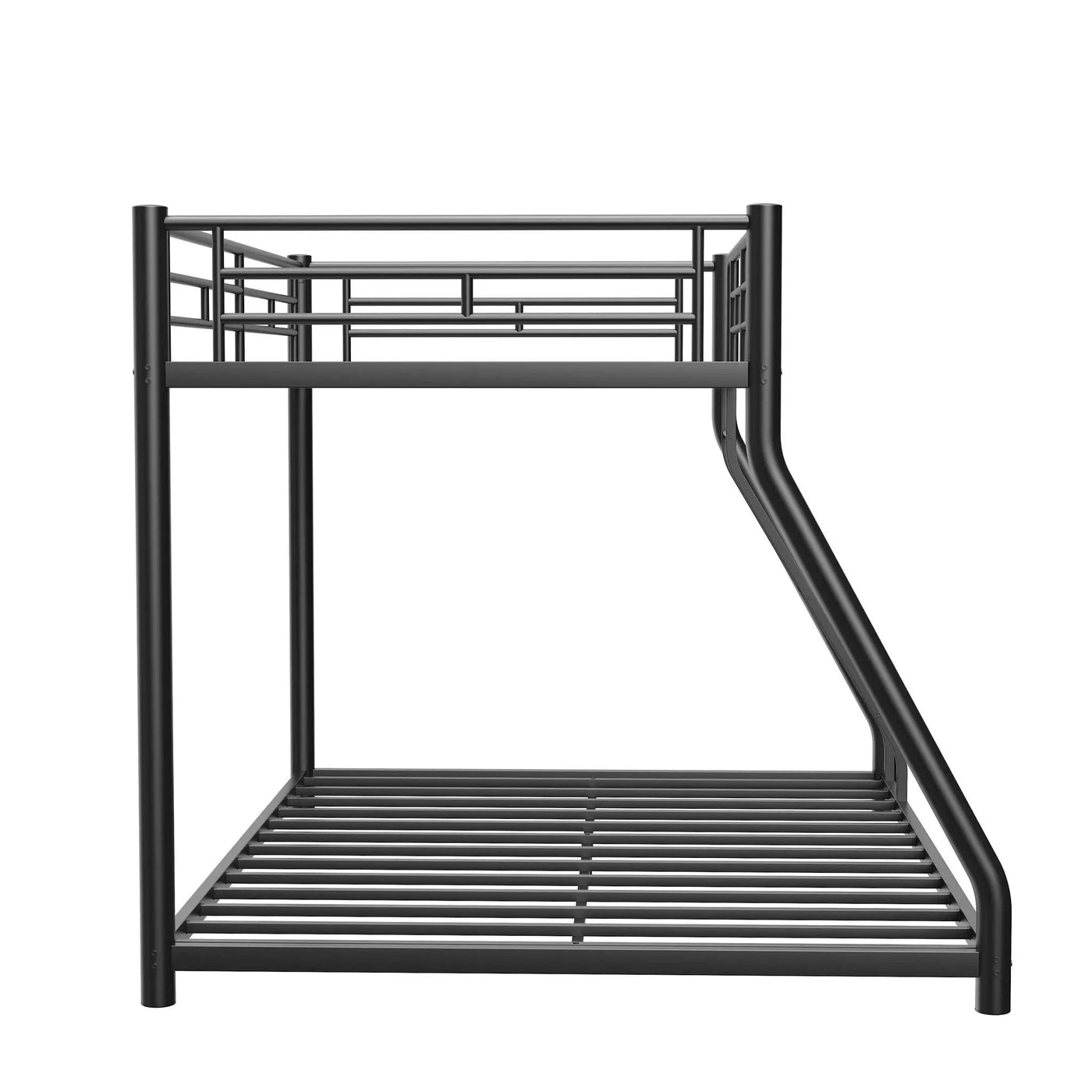Bunk Bed Frame With Ladder And Guardrail, Heavy Duty Noise Free Design Metal Construction by HouseOfZazla