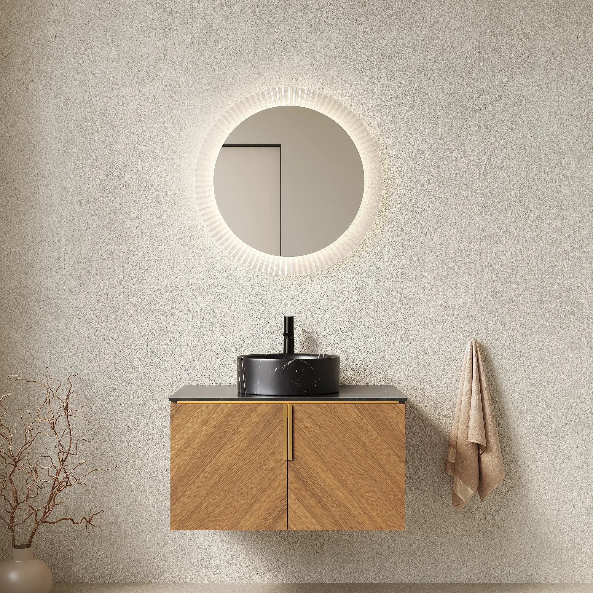 ARAI 30" Bathroom Vanity & Sink, Wall-Mounted Plywood Cabinet with Double Doors by HouseOfZazla
