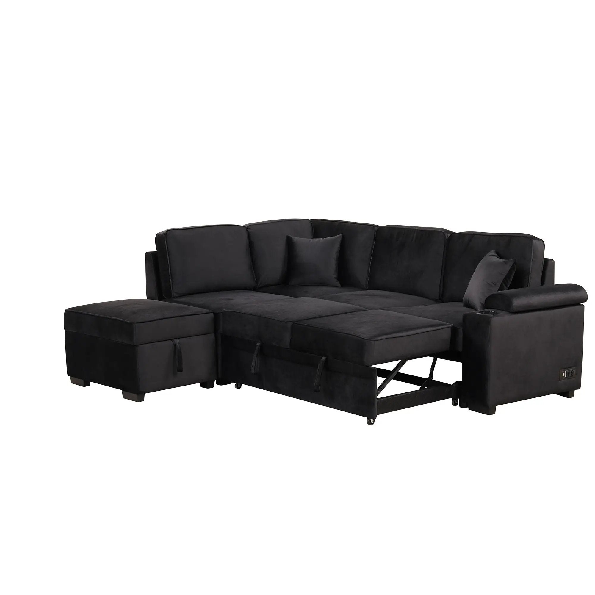 Sleeper Sofa Bed, 2 In 1 Pull Out Sofa Bed L Shape Couch With Storage Ottoman For Living Room, Bedroom Couch And Small Apartment by HouseOfZazla