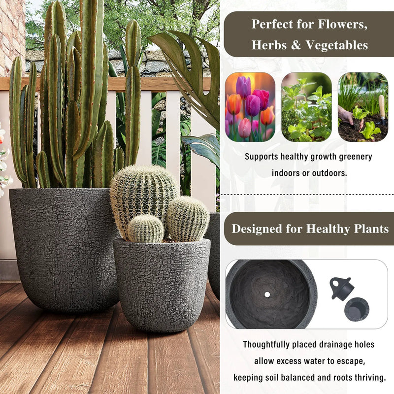 U_STYLE Lightweight MGO Planter Set of 3 by HouseOfZazla