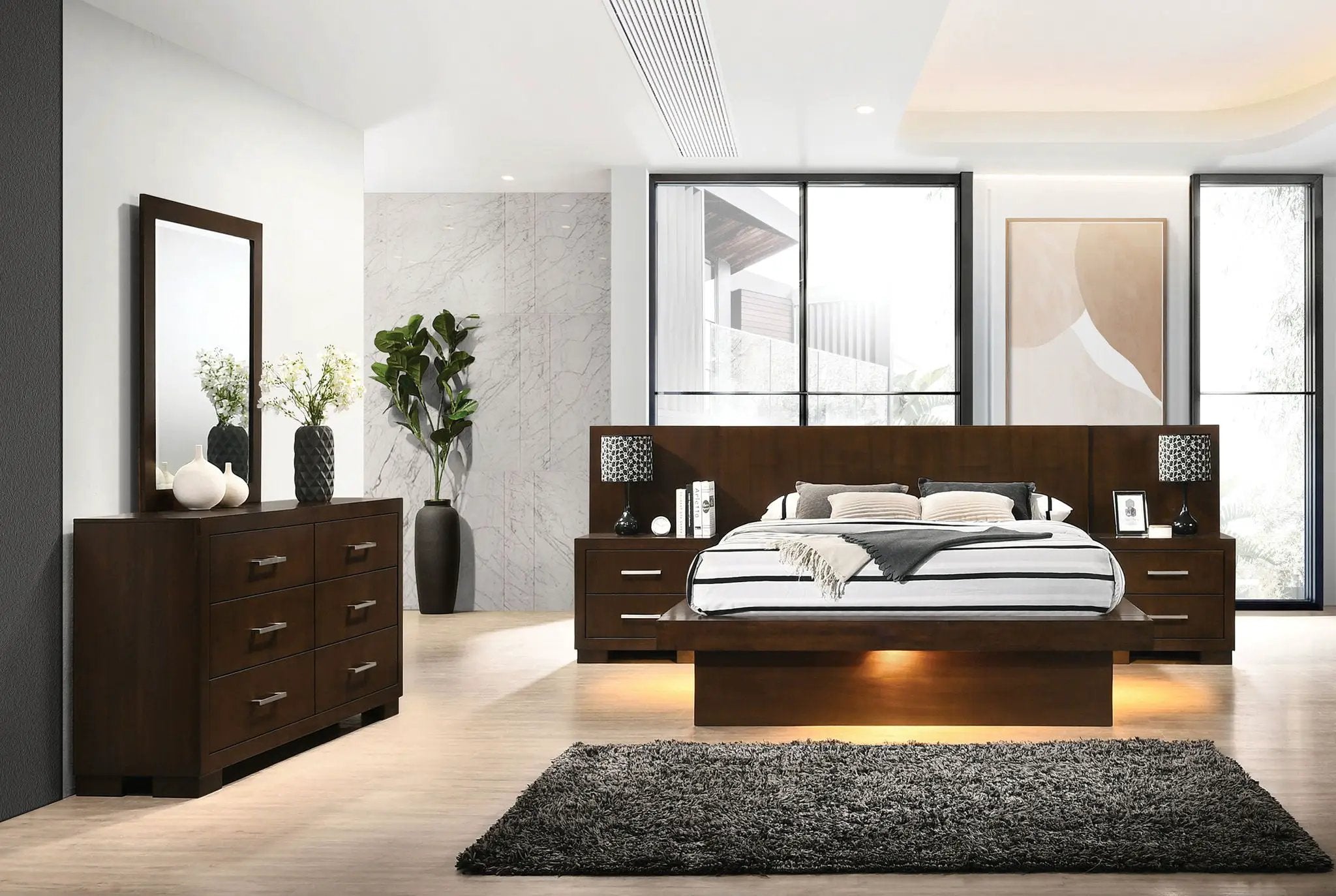 Jessica 5-piece Queen LED Bedroom Set Cappuccino by Unique Piece Furniture