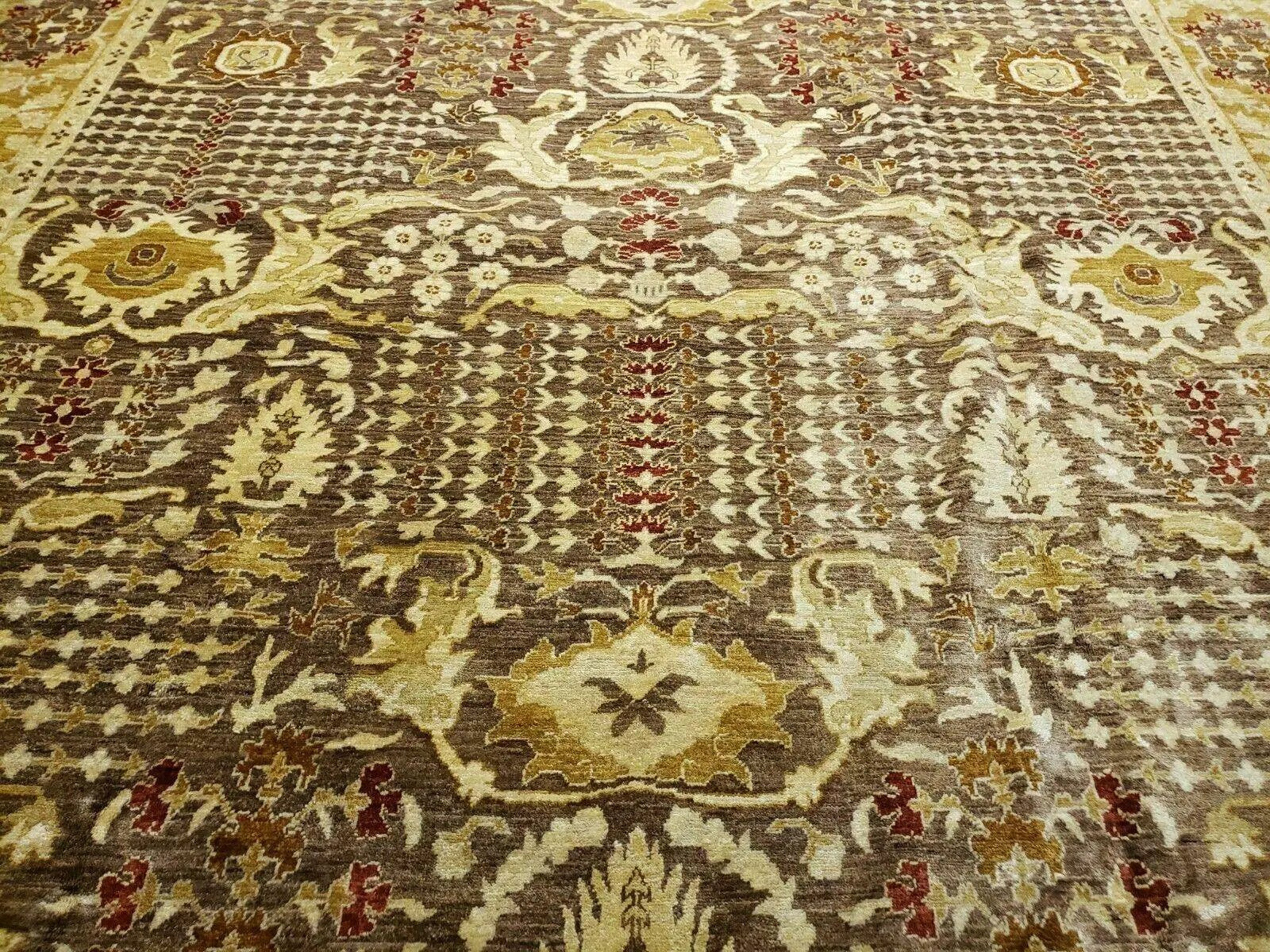 10' X 14' Handmade Pak Peshavar Chobi Agra Wool Carpet Coffee Brown Gold by Jewel Rugs