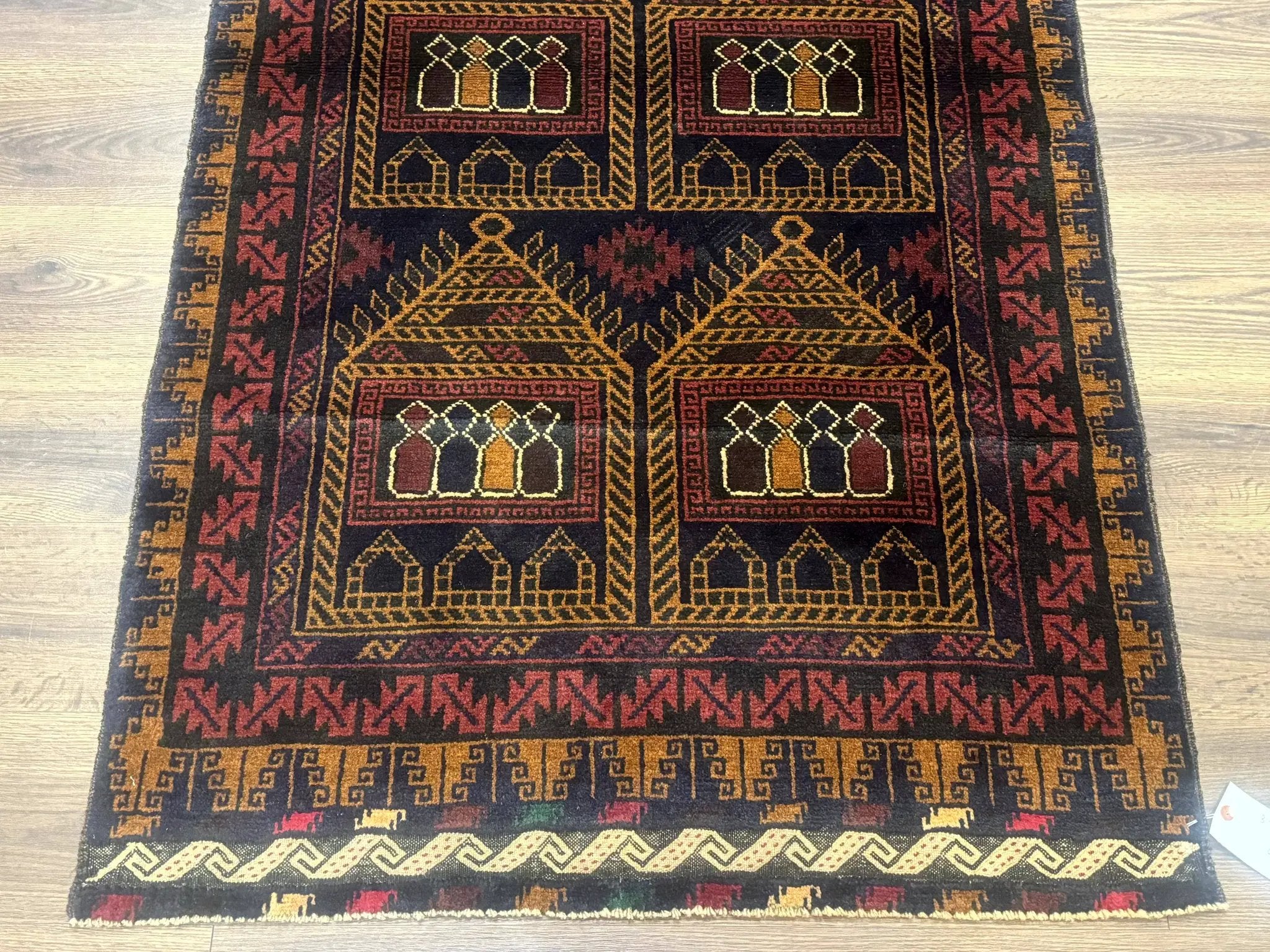 Afghan Rug 3x7, Navy Blue, Tribal Rug, Balouch Carpet, New by Jewel Rugs