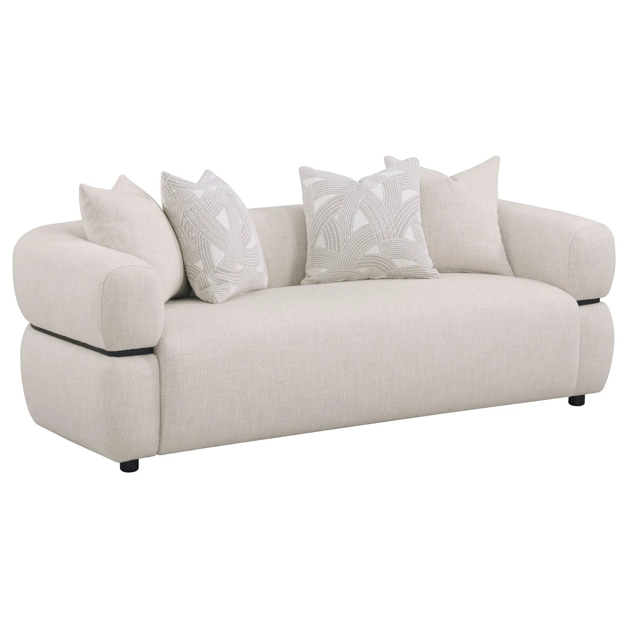 Jeanette 2-piece Fabric Upholstered Round Arm Sofa Set Beige by Unique Piece Furniture
