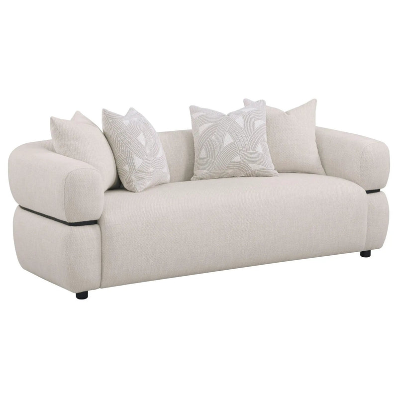 Jeanette 2-piece Fabric Upholstered Round Arm Sofa Set Beige by Unique Piece Furniture