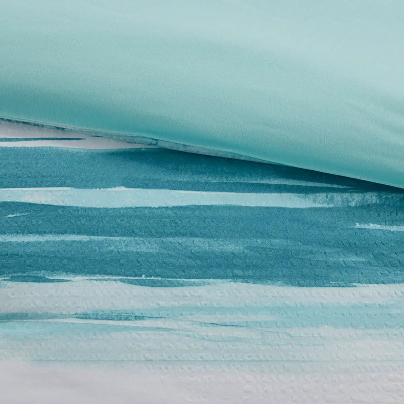 8 Piece Printed Seersucker Comforter and Quilt Set Collection Aqua King/Cal King by HouseOfZazla