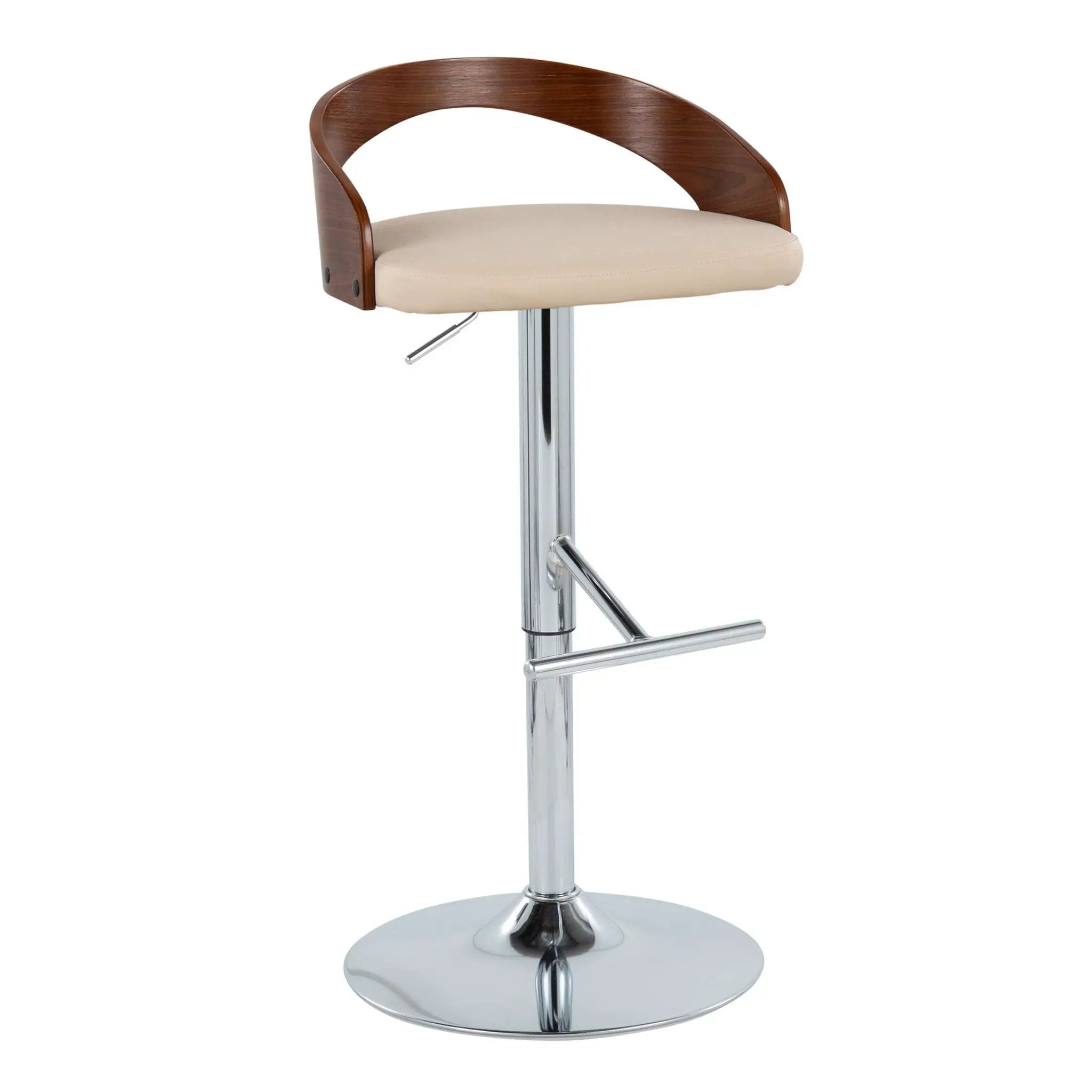 Grotto - Mid Century Modern Adjustable Height Barstool, Swivel With Straight T Footrest (Set of 2) by HouseOfZazla