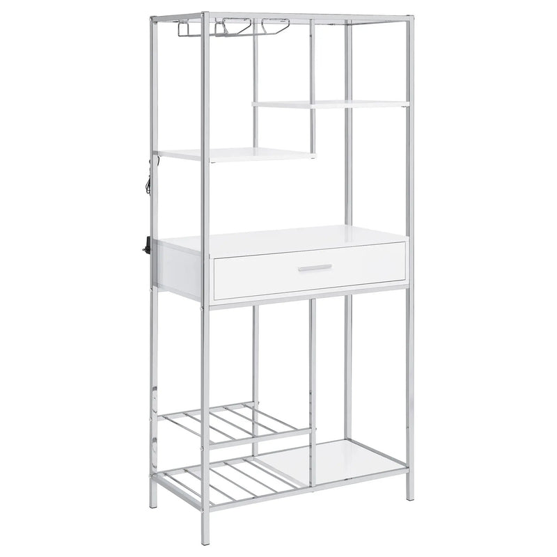 Draper - 5 Shelf LED Wine Cabinet With Pull Out Drawer - Gloss White