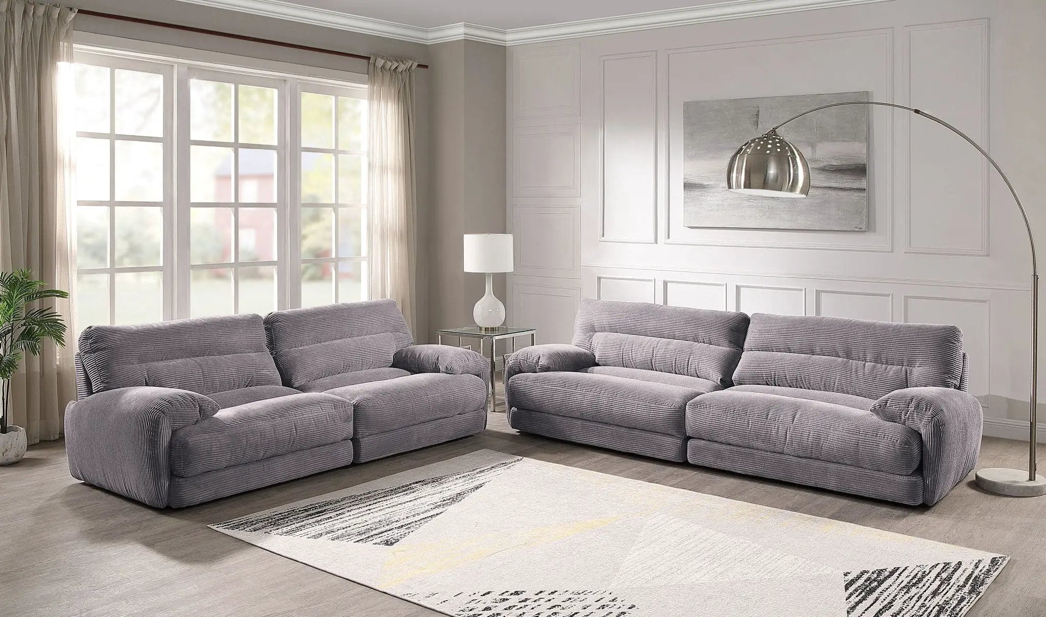 Cadenza - Corduroy 2 Piece Living Room Set - Gray by Unique Piece Furniture