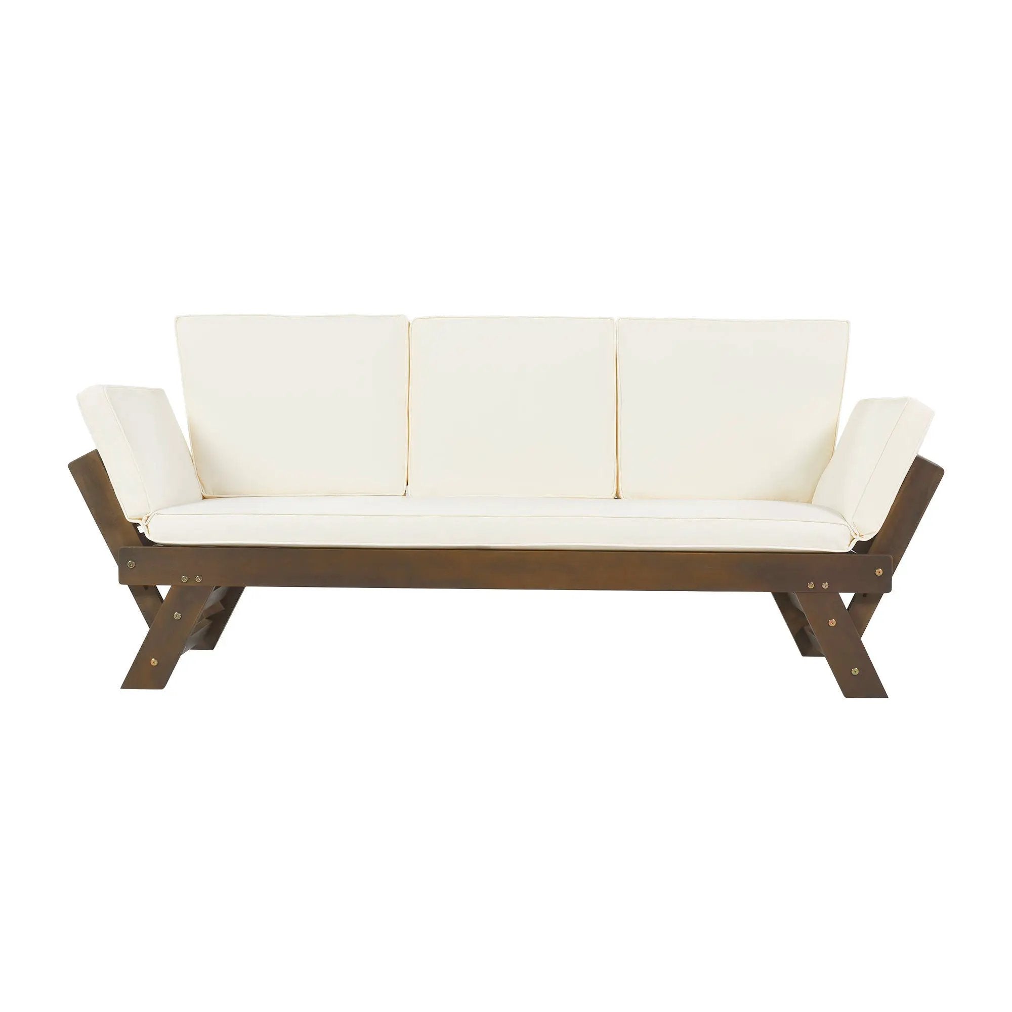 TOPMAX Outdoor Adjustable Patio Wooden Daybed Sofa Chaise Lounge by HouseOfZazla