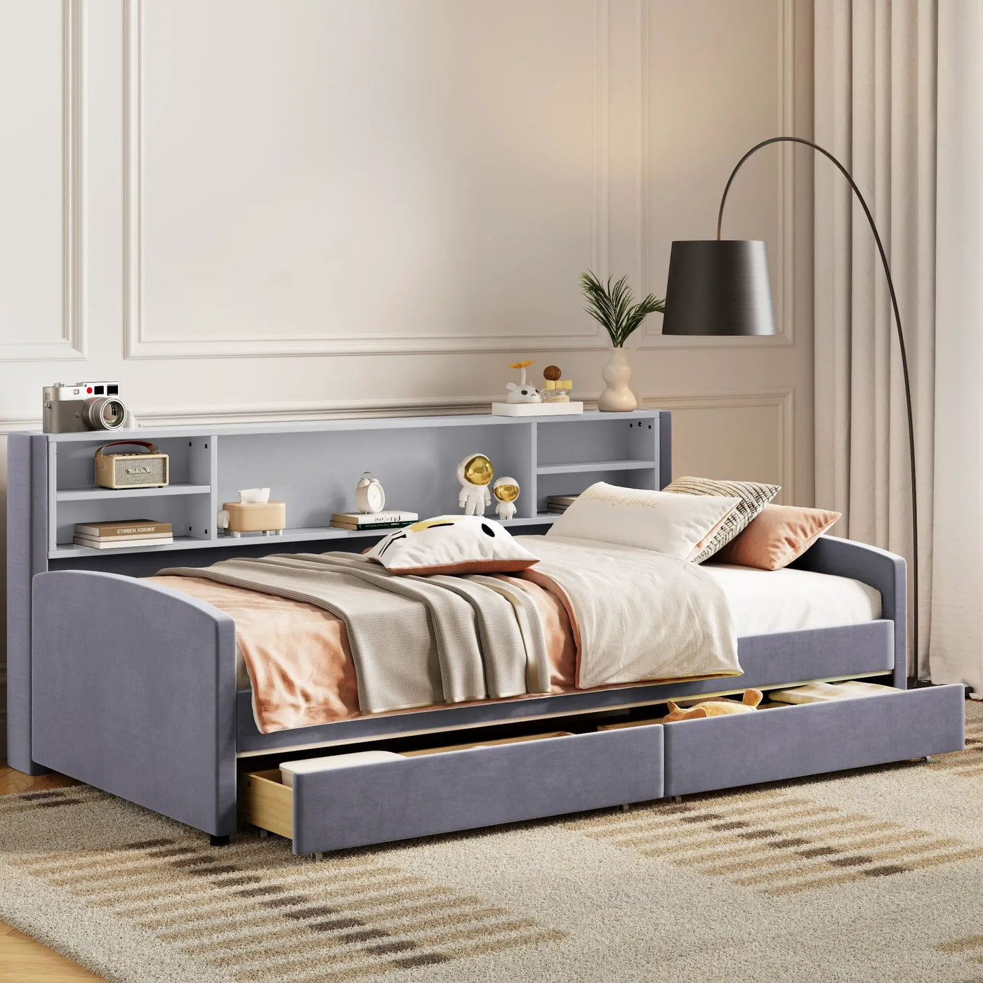 Luxurious Upholstered Platform Bed With Storage Drawers by HouseOfZazla
