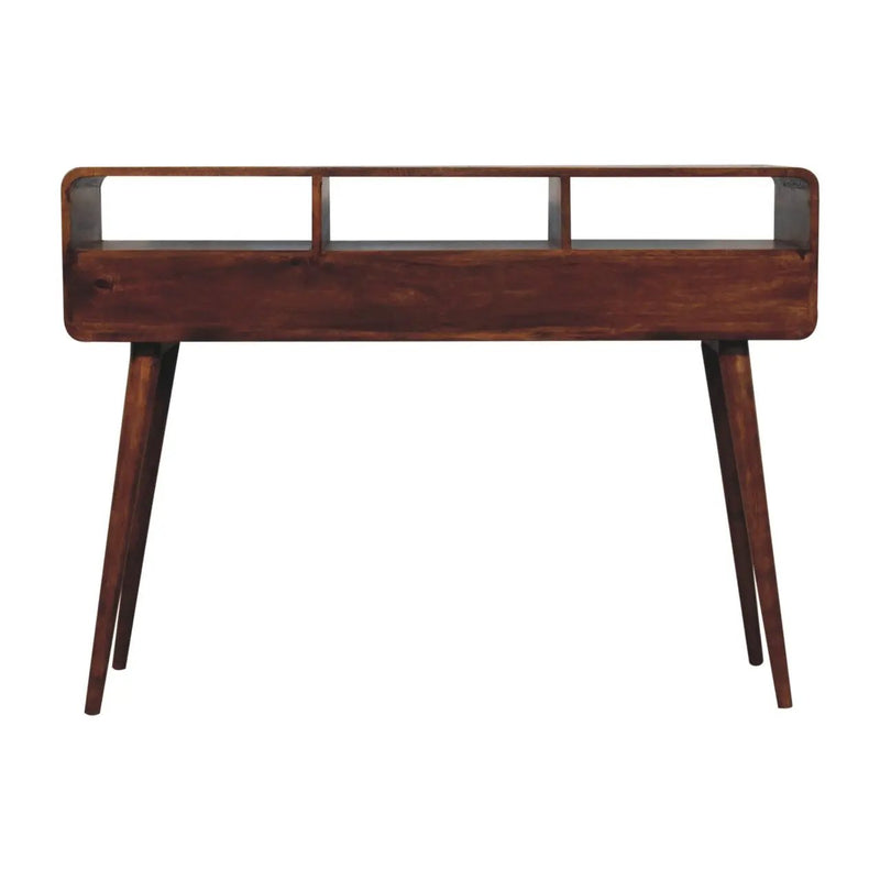 Solid Wood Triple Curved Chestnut Console Table by HouseOfZazla