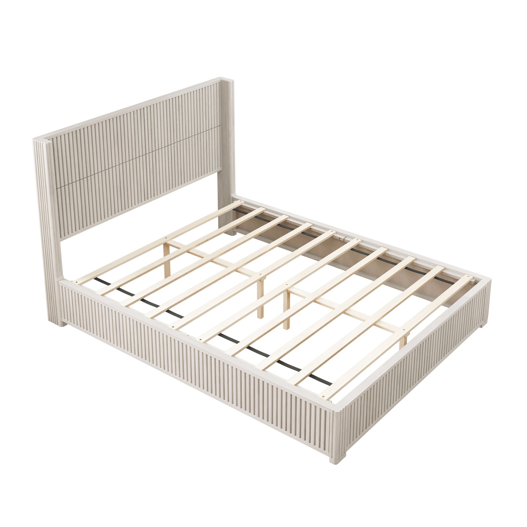 Platform Bed Frame With Headboard, Floor Standing Design by HouseOfZazla