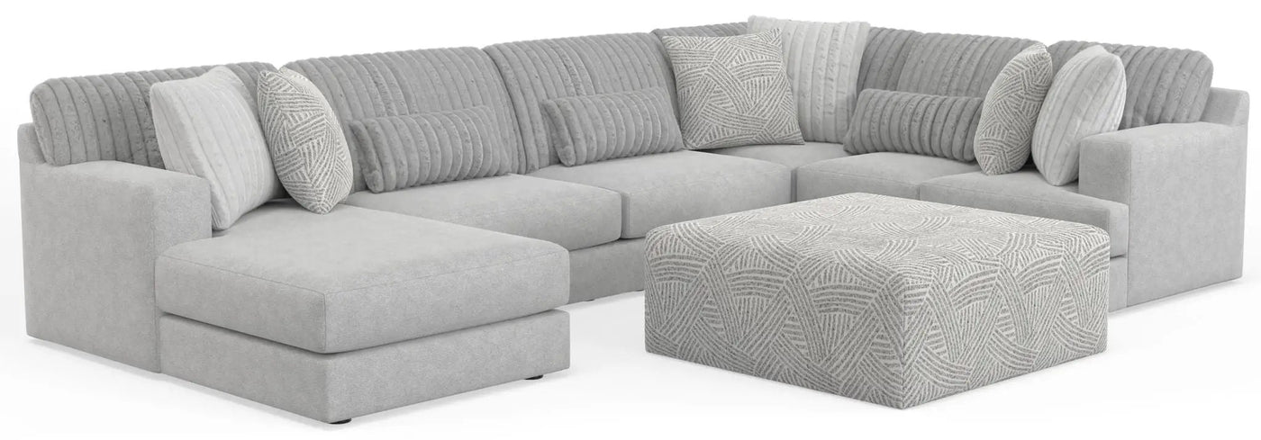 Logan - Upholstered Sectional With Comfort Coil Seating - 46" Cocktail Ottoman And Accent Pillows Included by Unique Piece Furniture