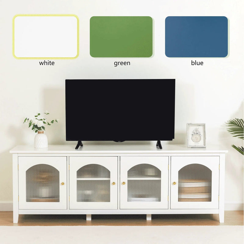 StylishTVcabinet Entertainment CenterTV Stand, TVconsoletable, Media Console, Solidwood Frame, Changhong Glass Door, Metal Handle by HouseOfZazla