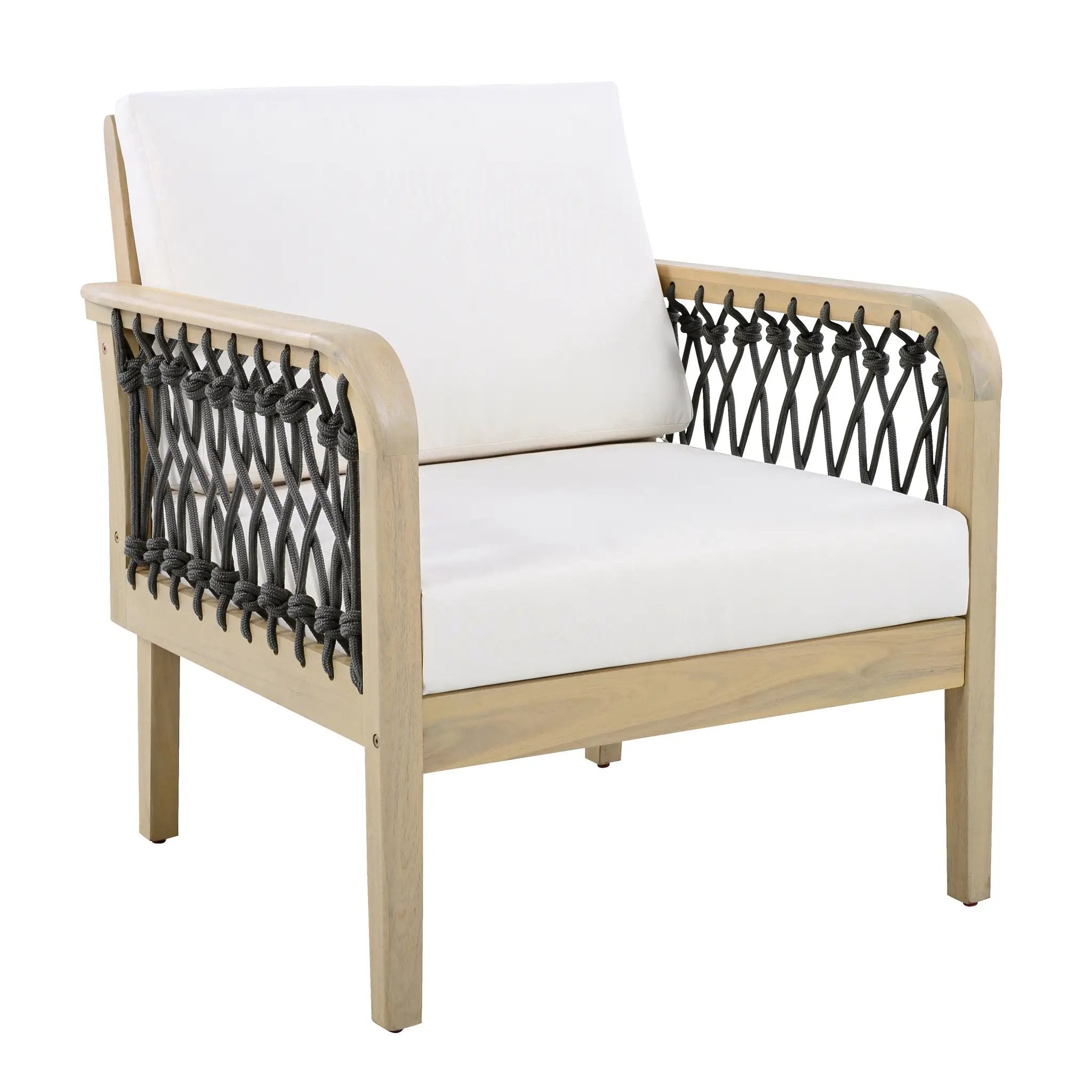Outdoor Acacia Wood Club Chair with Handwoven Rope (Set of 2) by HouseOfZazla