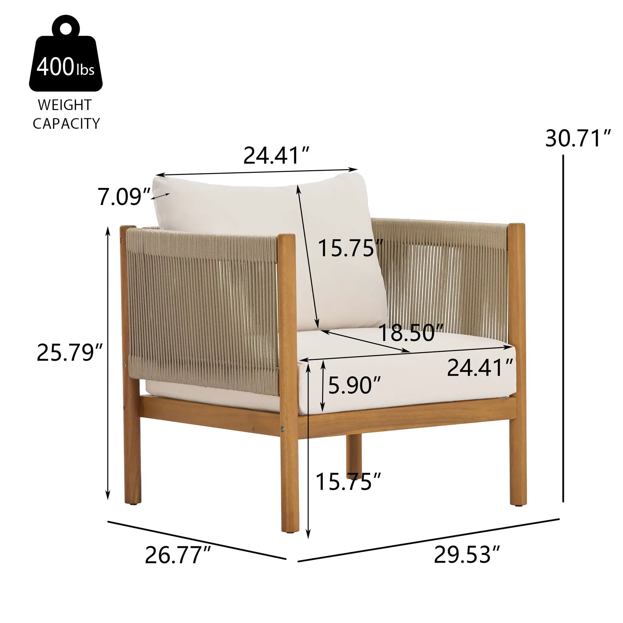 4-Piece Outdoor Sofa Set with Acacia Wood Frame in Teak Look by HouseOfZazla