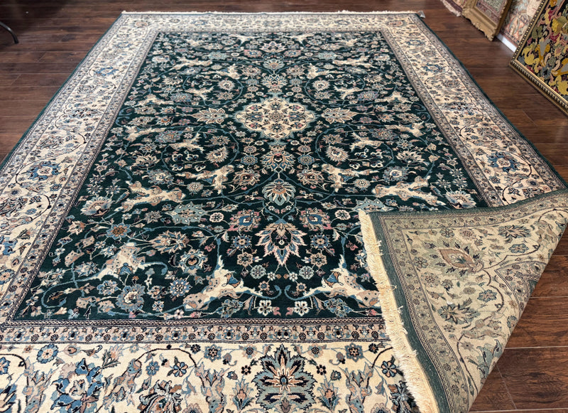 Pak Persian Rug 9x12, Dark Green, Floral Allover by Jewel Rugs