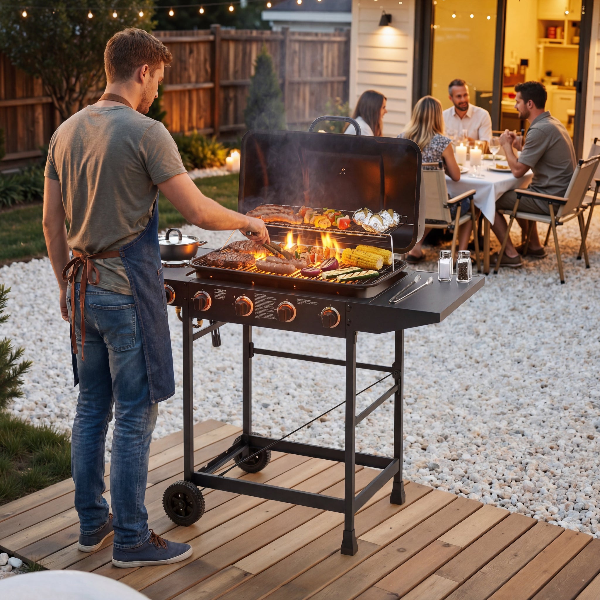 4 Burner Propane Gas BBQ Grill with Side Burner by HouseOfZazla
