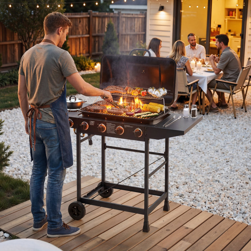 4 Burner Propane Gas BBQ Grill with Side Burner by HouseOfZazla