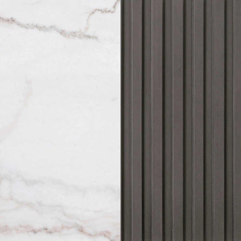 Jason Round White Marble Top Side End Table Charcoal by Unique Piece Furniture