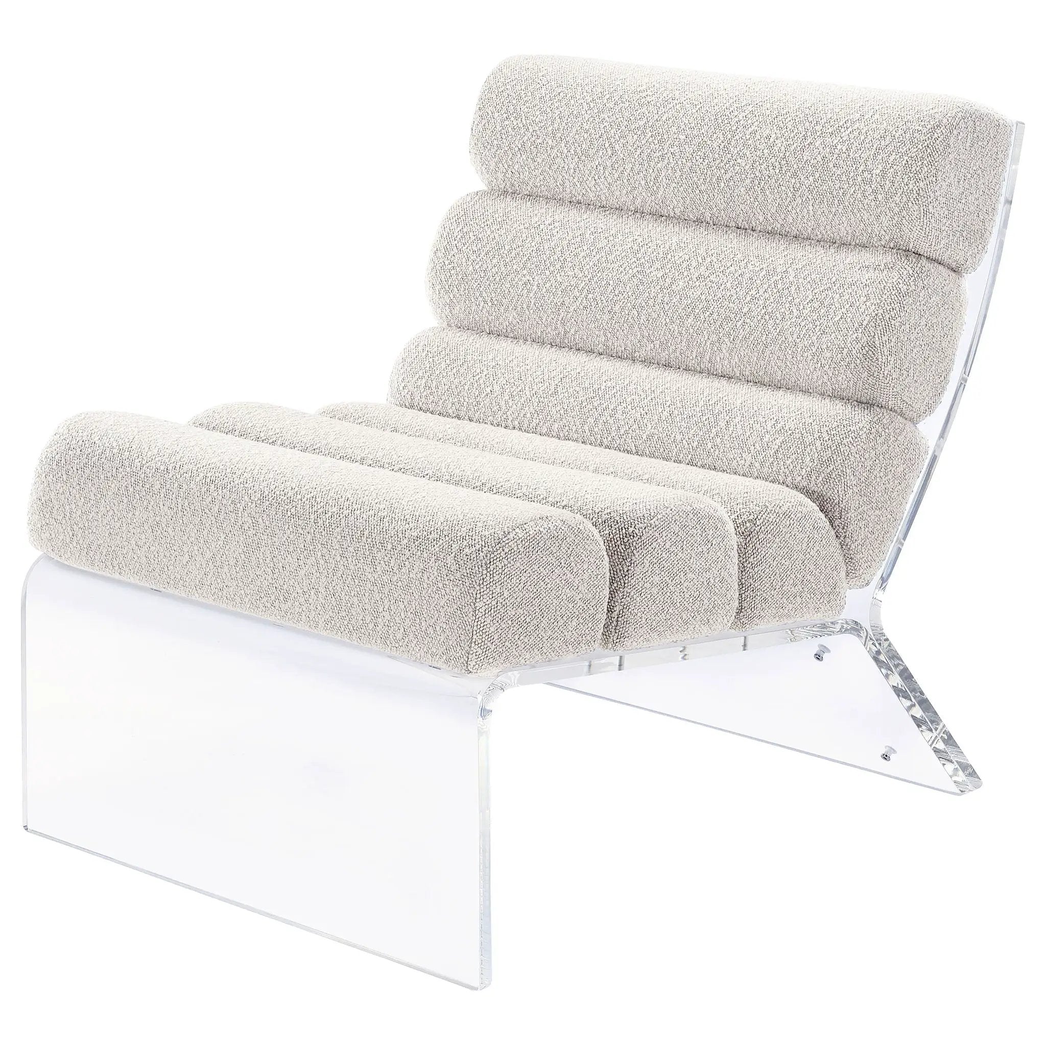 Serreta Boucle Upholstered Armless Acrylic Chair Ivory by Unique Piece Furniture