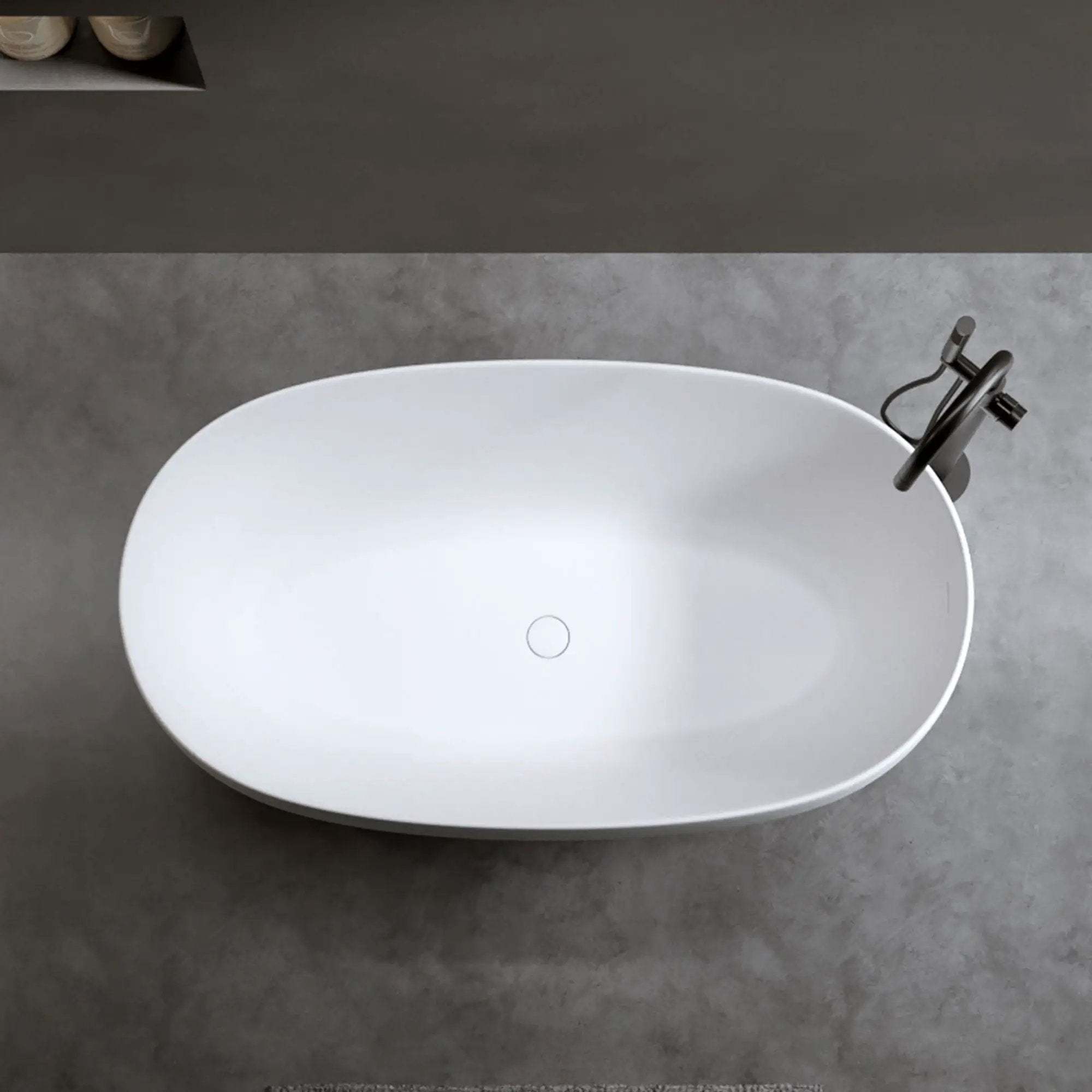 Independent Solid Surface Resin Stone Bathtub, A Modern Designed Independent Bathtub With Pop-Up Drainage And Overflow Pipes, Suitable For Small Households - Matte White by HouseOfZazla