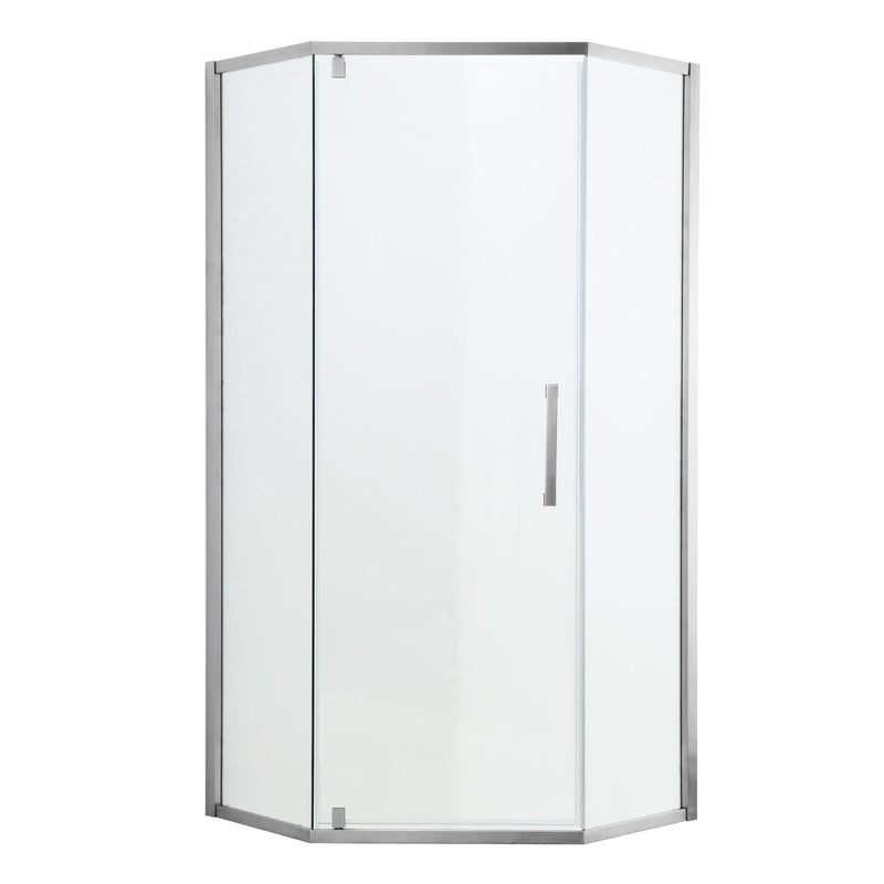 Diamond Shaped Corner Shower Door, Inward Sliding, Stainless Steel Frame by HouseOfZazla