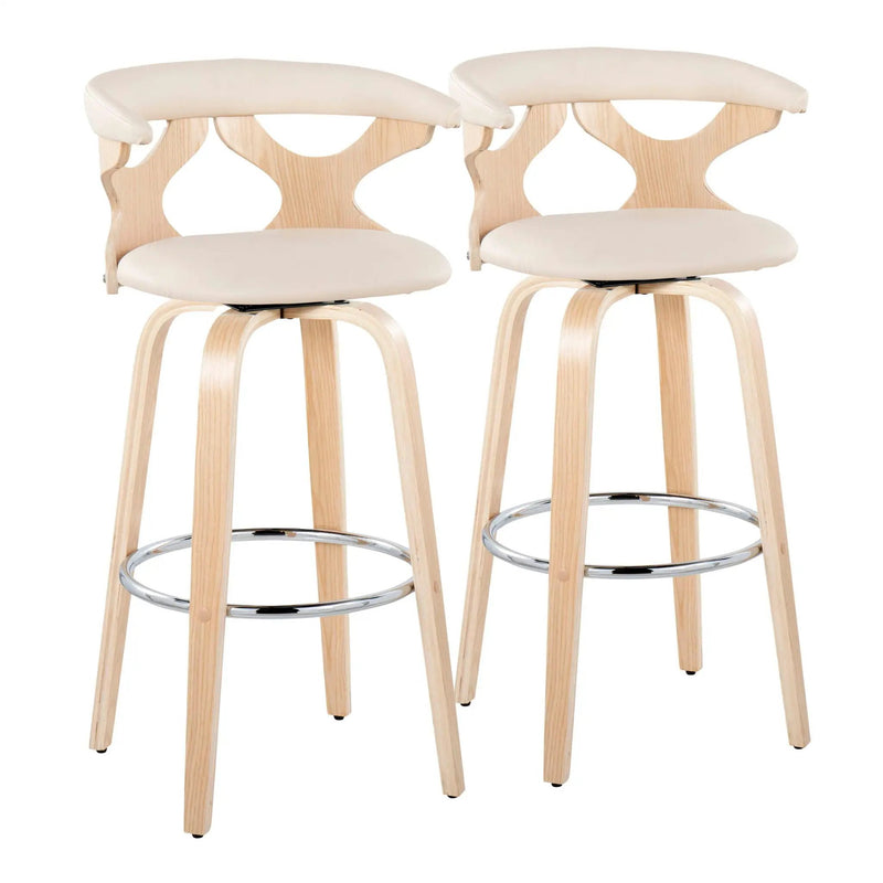Gardenia - Contemporary Fixed Height Barstool With Swivel With Round Footrest (Set of 2) by HouseOfZazla
