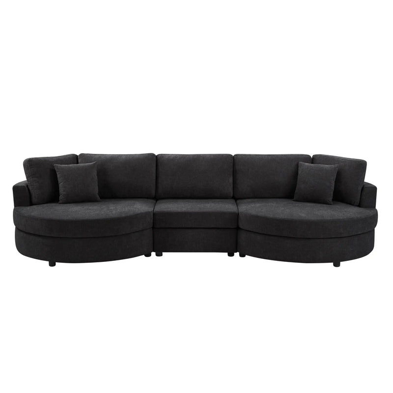 Modern 3 Seater Upholstered Sofa With Curved Design by HouseOfZazla