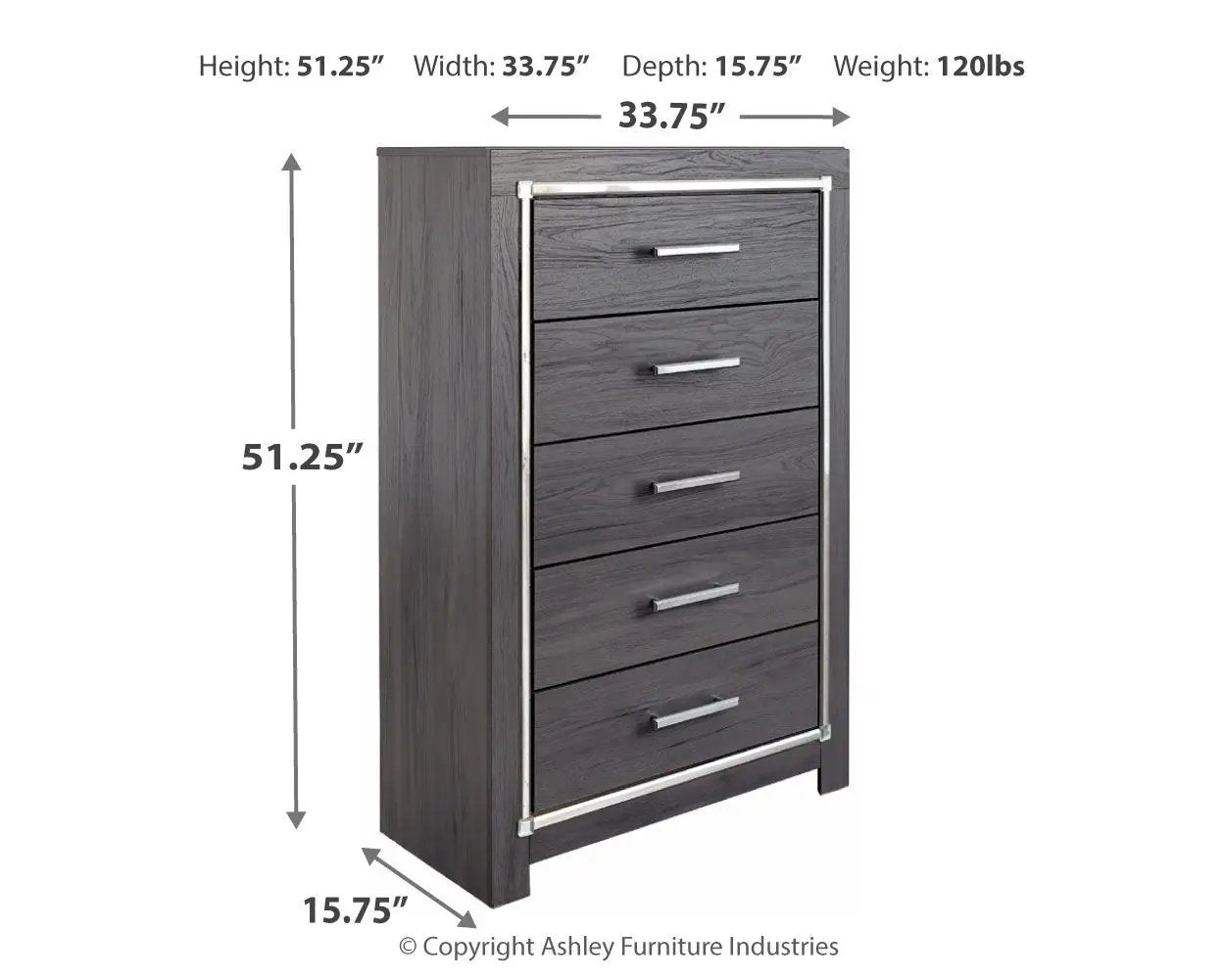 Lodanna - Five Drawer Chest - Gray by Unique Piece Furniture