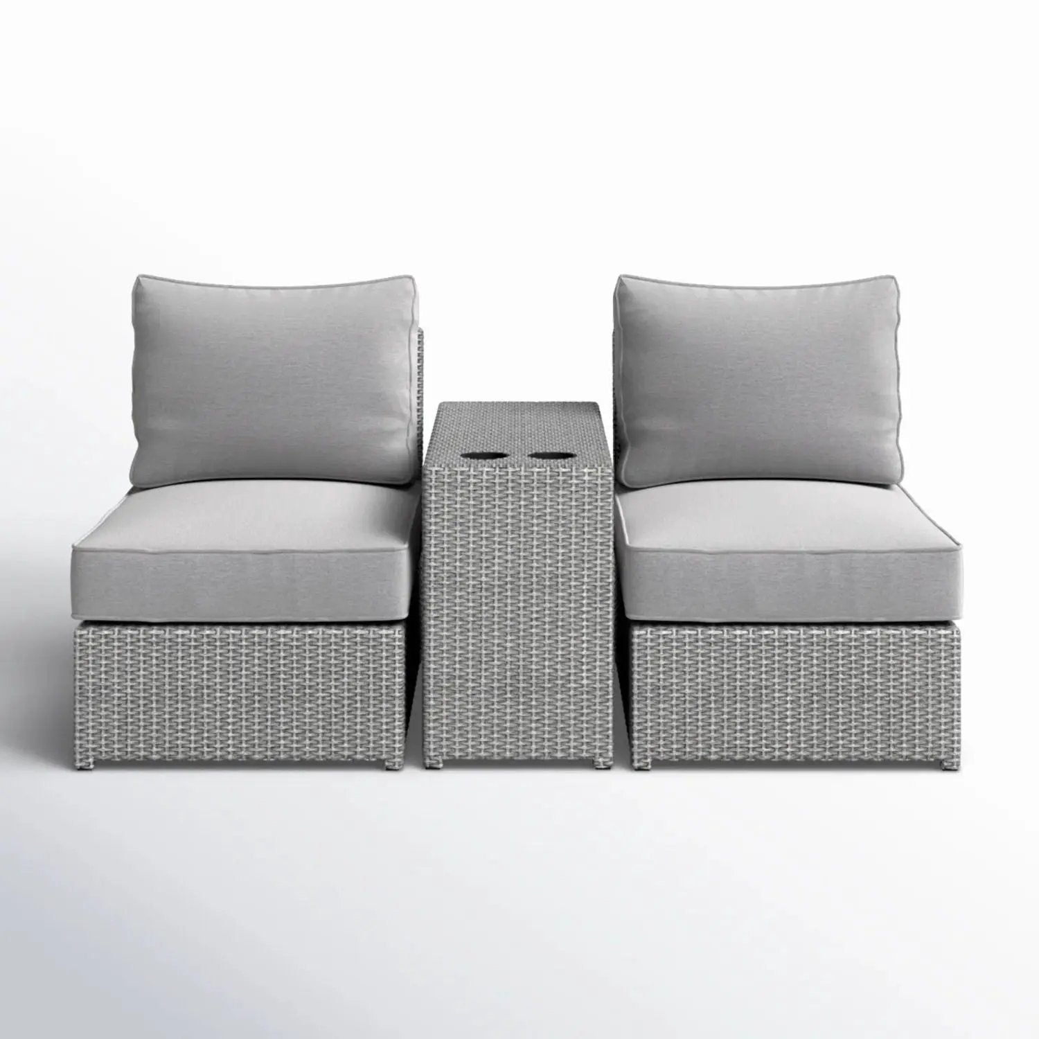 2 Person Wicker Conversation Set With Cushions, Weather Resistant by Unique Piece Furniture
