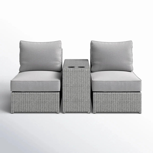 2 Person Wicker Conversation Set With Cushions, Weather Resistant, photo 2 of 14