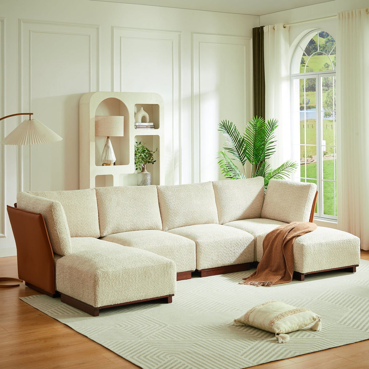 Velora 6-Piece U Shaped Boucle Modular Sectional Sofa with Deep Seating - White, photo 10 of 10