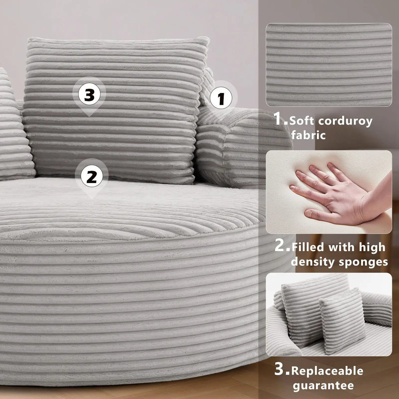 Round Sofa Bed With 3 Pillows For Living Room by HouseOfZazla