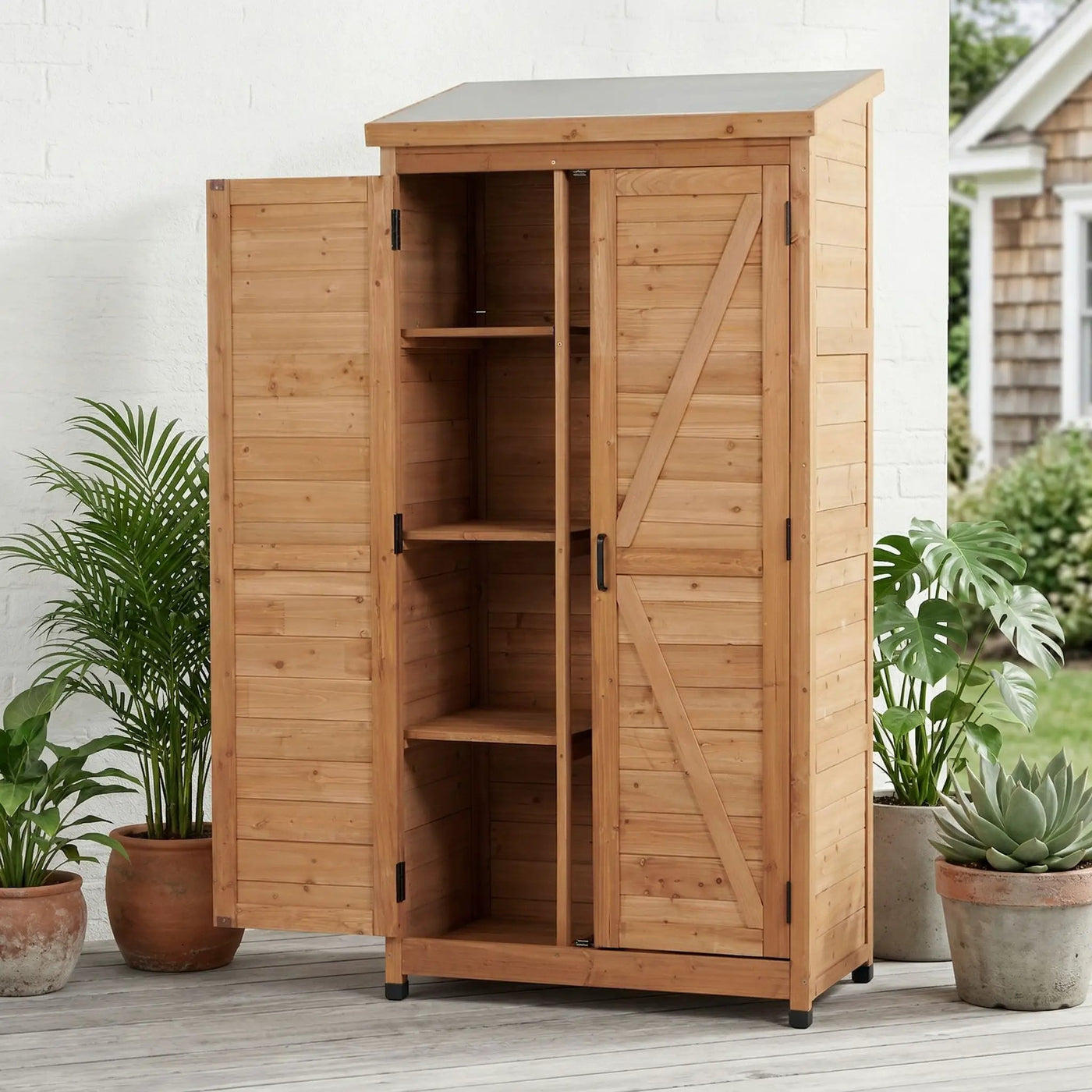 Outdoor Storage Shed With Vertical Tool Cabinet For Backyard by HouseOfZazla