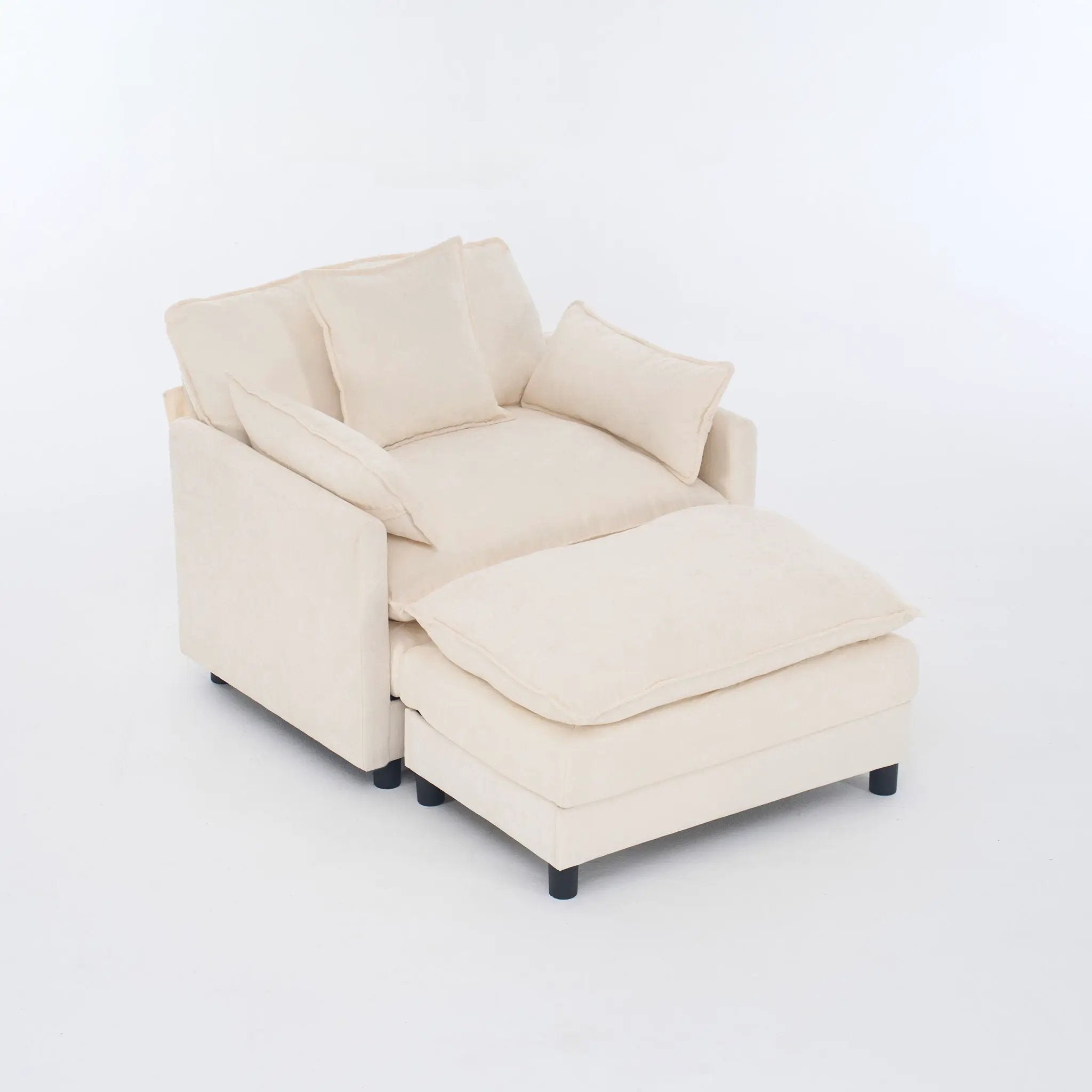Accent Chair With Ottoman - Beige by Unique Piece Furniture