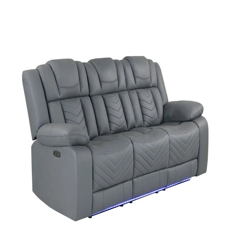 Raize - 10 Power Reclining Sofa With DDT, WC And LED - Gray by Unique Piece Furniture
