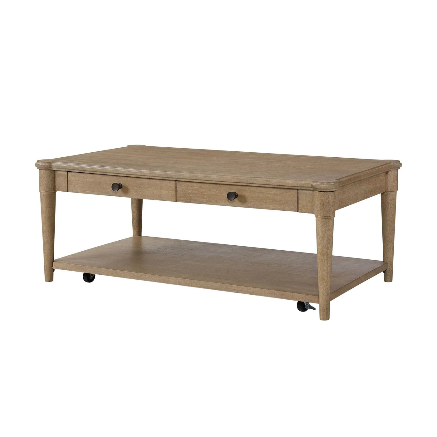 Cocktail Table With Two Storage Drawers And Casters by HouseOfZazla