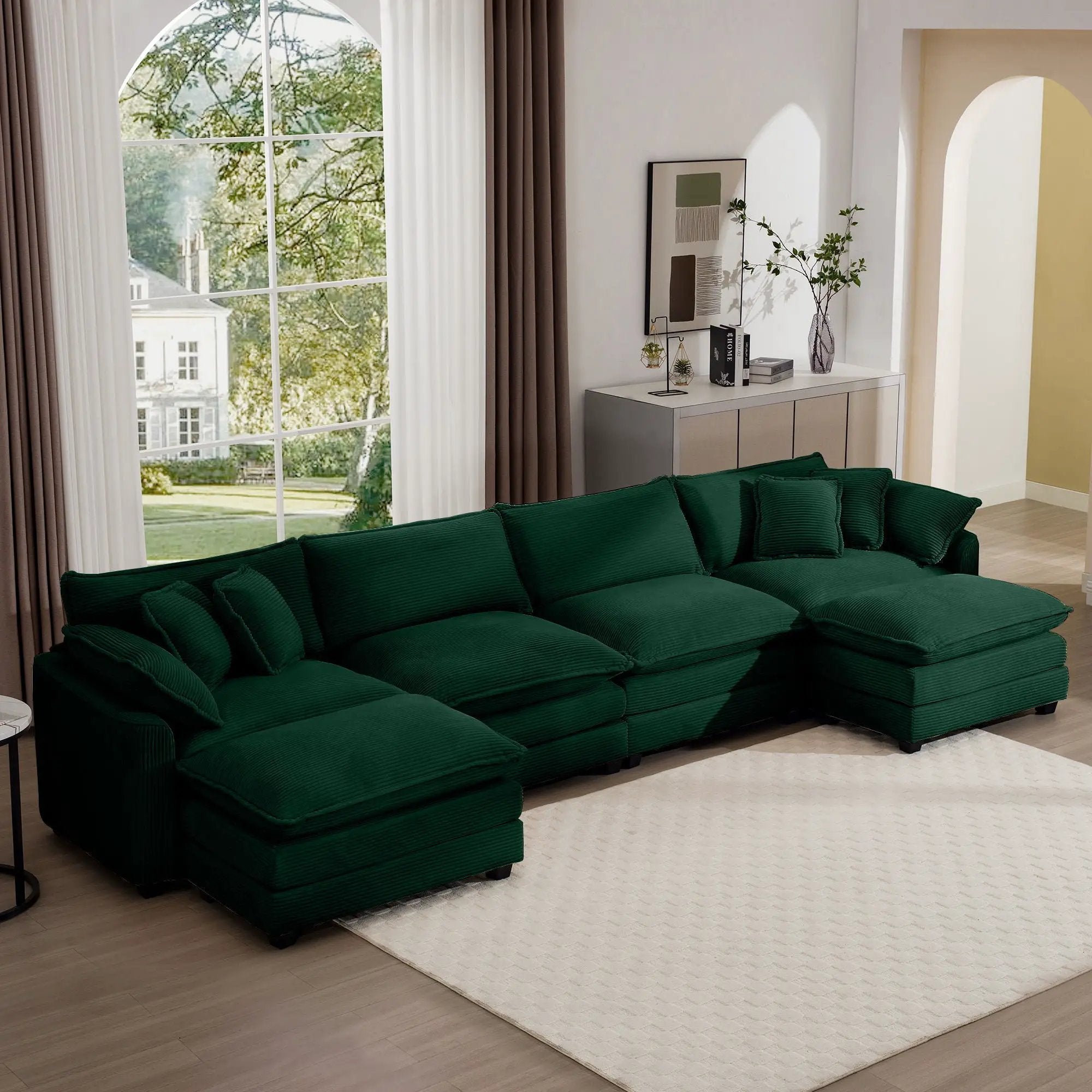 Modern Oversized Modular Cushion Sofa With Ottoman, Low Back, Deep Seating Sofa Set by HouseOfZazla