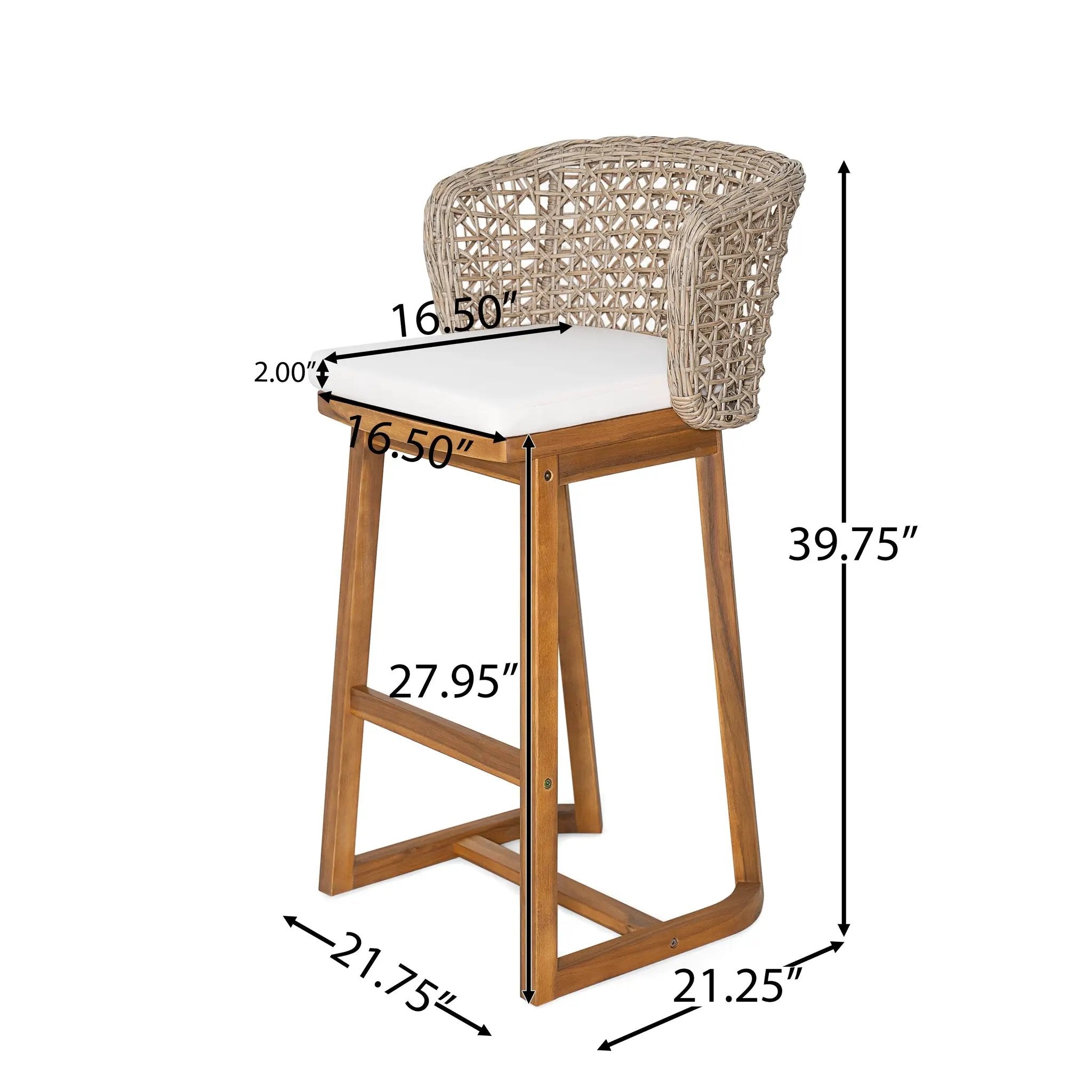 Outdoor Acacia Wood Bar Stools with Cushions (Set of 4) by HouseOfZazla