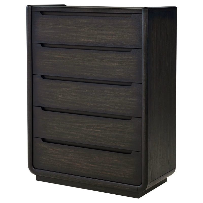 Leandro 5-drawer Bedroom Chest of Drawers Burnished Black by Unique Piece Furniture