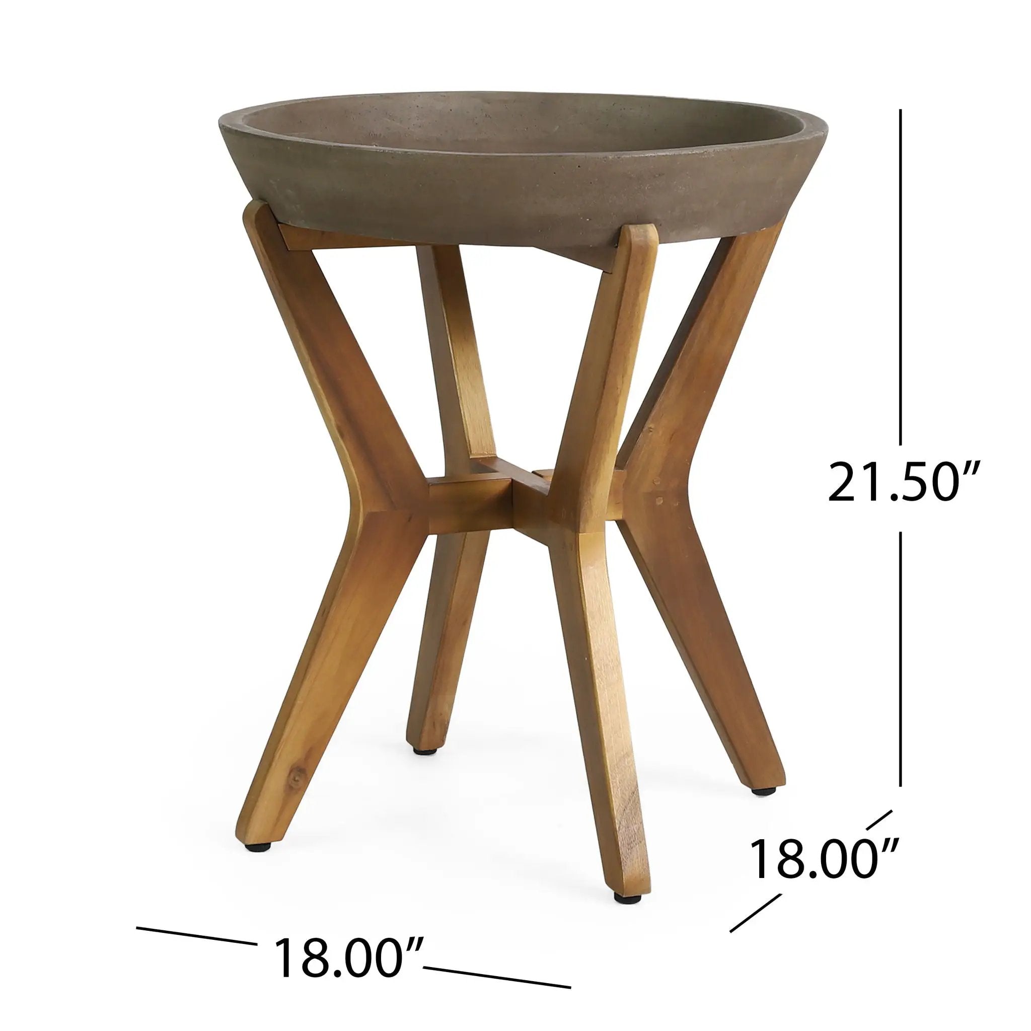 Yukon Contemporary Side Table with Lightweight Concrete Top and Acacia Wood Frame - Gray by HouseOfZazla