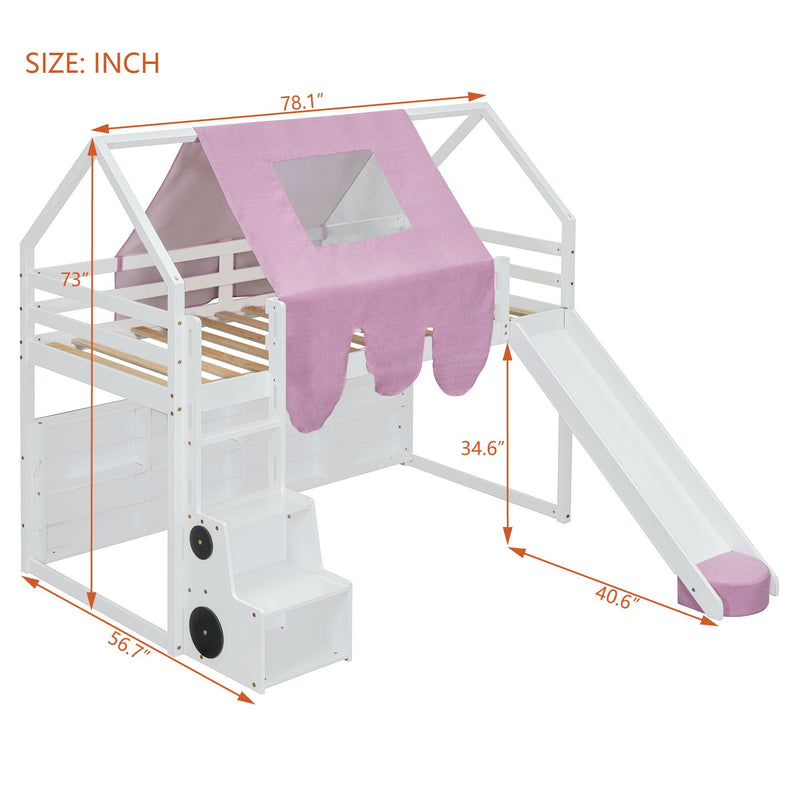 Loft Bed With House Shaped Frame And Tent by HouseOfZazla