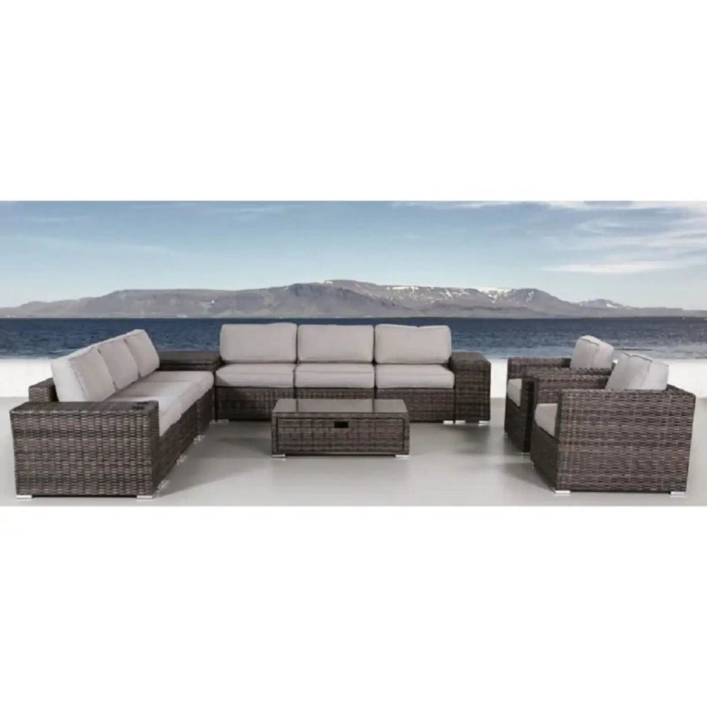 Stylish Rattan Wicker Person Seating Group With Premium Sunbrella Cushions Perfect For Outdoor Entertaining by Unique Piece Furniture