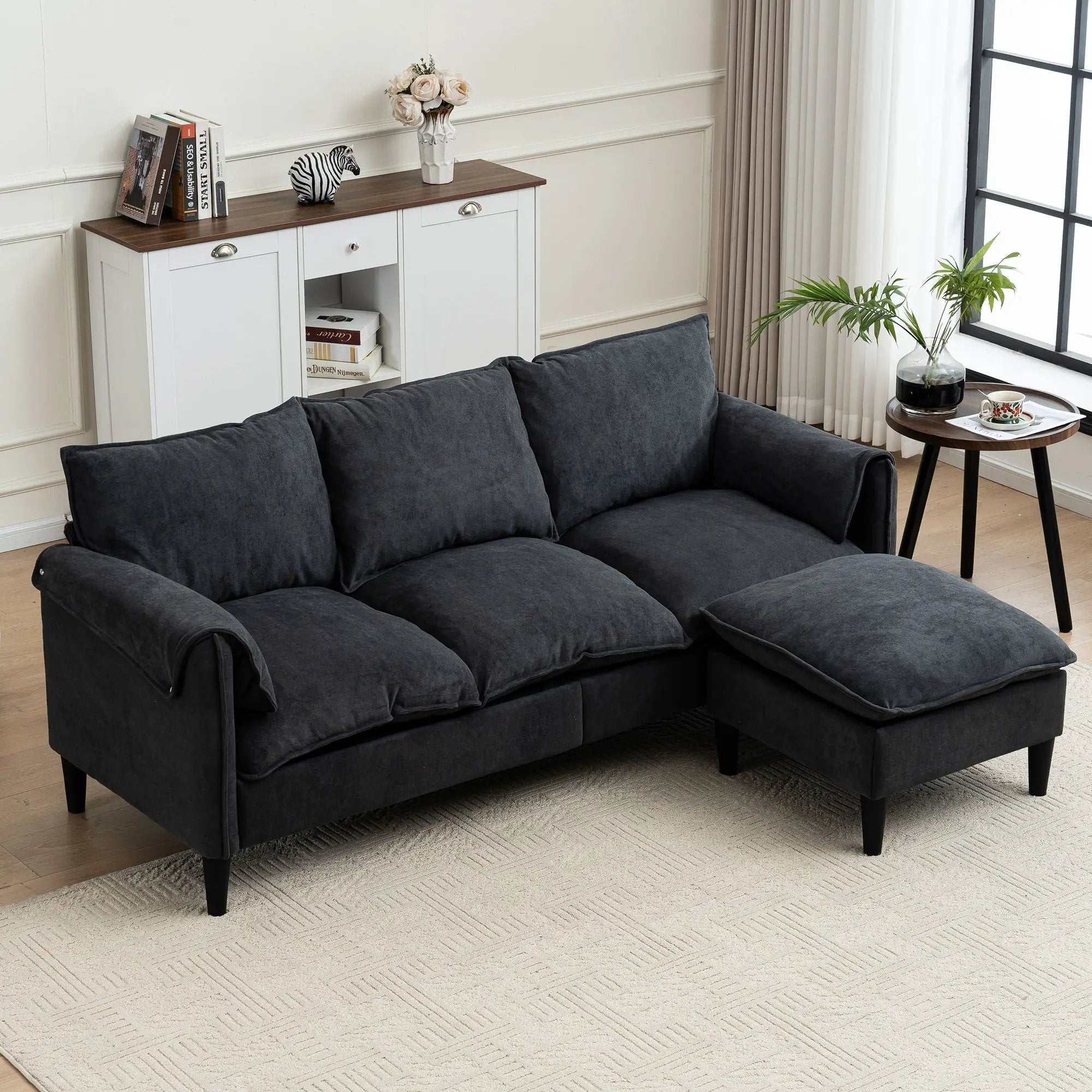 Convertible Combination Sofa With Footstools With Storage by HouseOfZazla
